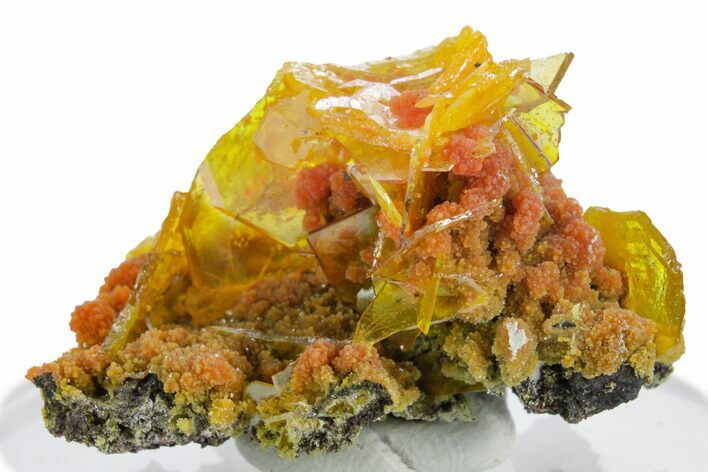 Botryoidal Orange Mimetite on Windowpane Wulfenite - Mexico #348002